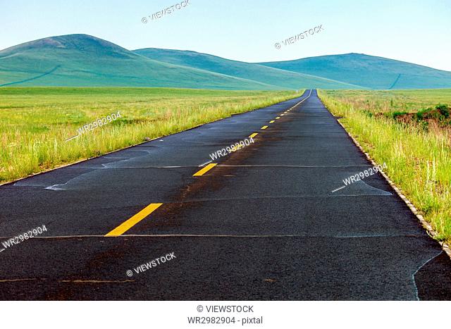 Empty road on pastureland, Inner Mongolia