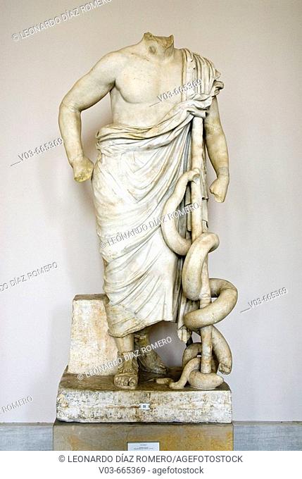 Statue of Asclepius in the Pergamon Museum, Berlin. Germany