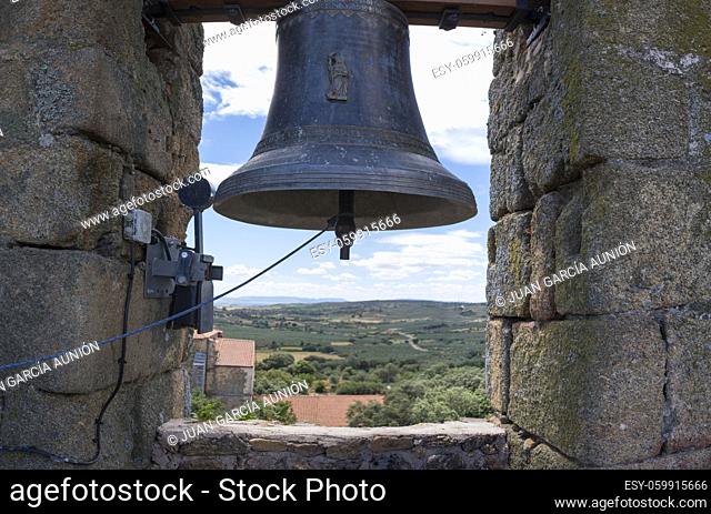 Aceituna church bell, rural village in Algon Valley. Caceres, Extremadura, Spain