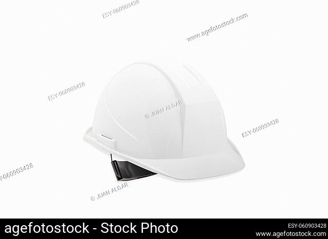 Workman's helmet in white isolated on white background