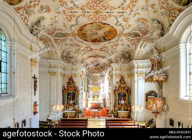 High altar, pilgrimage church and Capuchin monastery Ave Maria, Deggingen, Baden-Wurttemberg, Germany
