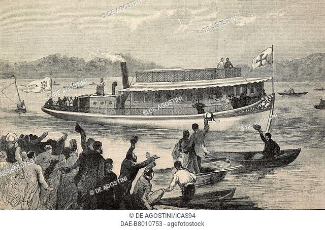 The voyage of the German Emperor Frederick III (1831-1888) from Charlottenburg to Potsdam, Germany, engraving after a sketch by E Hosang
