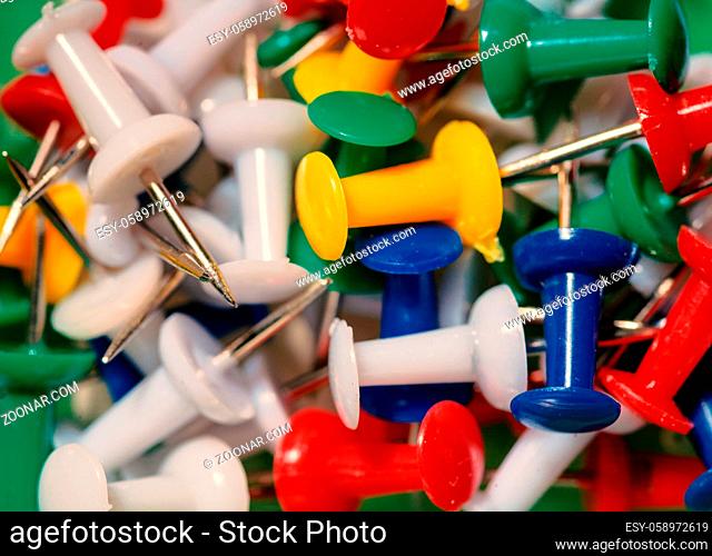 Colorful Pushpins macro from above image