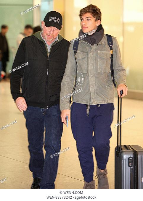 Boris Becker collects his son from Heathrow Airport. Becker also turns 50 today. Featuring: Boris Becker, Elias Becker Where: London