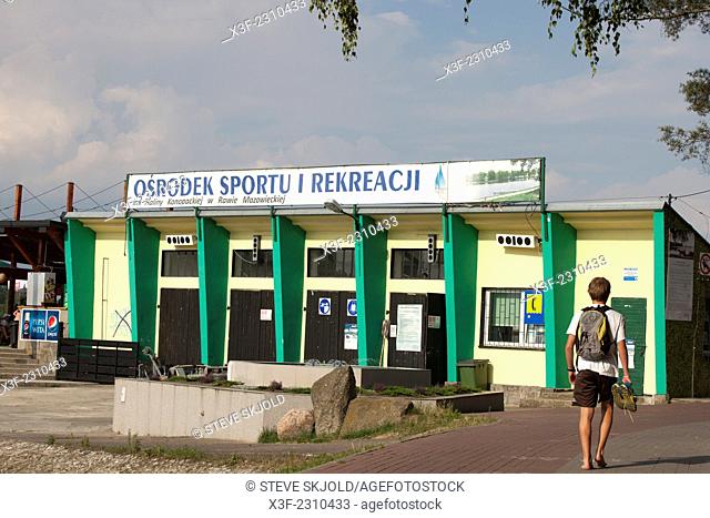 Sport and recreation club house near the waterfront lagoon Zalew Tatar. Rawa Mazowiecka Central Poland