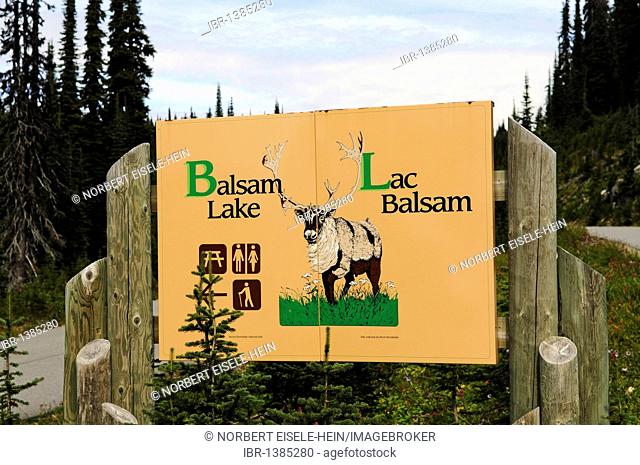 Sign Balsam Lake, Meadows in the Sky, Revelstoke National Park, British Columbia, Canada