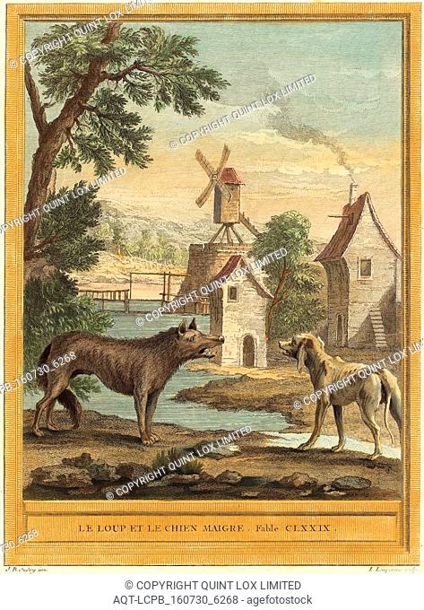 Louis-Simon Lempereur after Jean-Baptiste Oudry (French, 1728 - 1807), Le loup et le chien maigre, The Wolf and the Thin Dog), published 1756