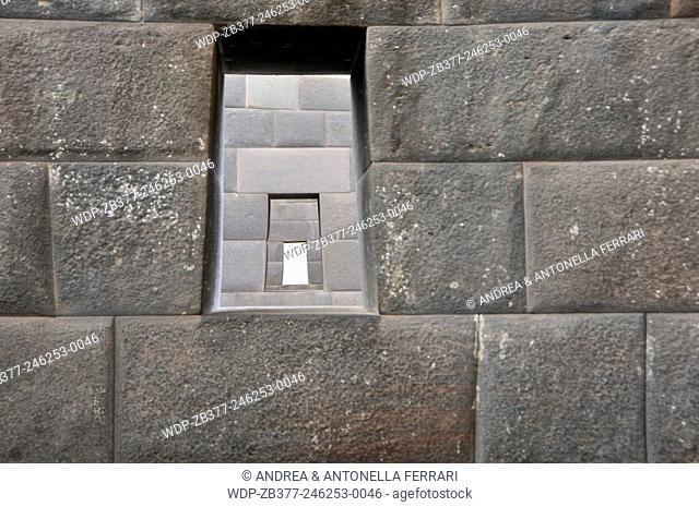 Qurikancha and Convent of Santo Domingo, in Cusco, Peru, detail of Inca stonework