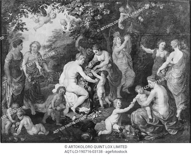 After Hendrick van Balen, Nymphs, Satyrs and Cupids, satyrs and amorins, painting, Oil on panel, Height, 50 cm (19.6 inches), Width, 67 cm (26