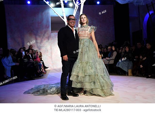 Guillermo Mariotto and Vanessa Hessler during the AltaRoma, in Rome, Italy, 27 January 2017. The fashion event runs from 26 to 29 January