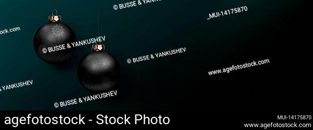 Black Christmas balls against a dark background