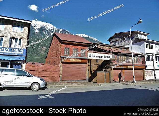 Pahalgam Hotel entrance gate, Pahalgam, Kashmir, Jammu and Kashmir, India, Asia