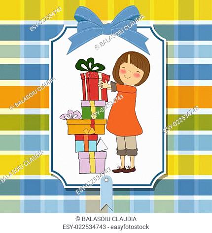 young girl with gift