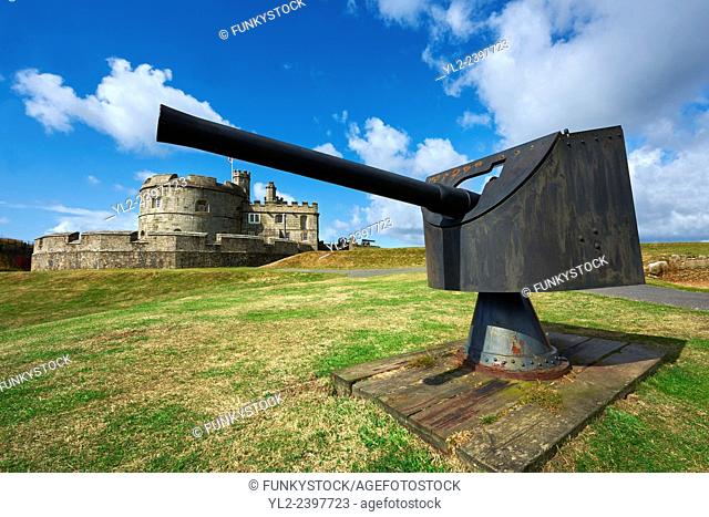 Pendennis Castle one of Henry VIII's Device Forts, or Henrician castle built between 1539 - 1545 overlooking the Fal estuary, near Falmouth, Cornwall, England