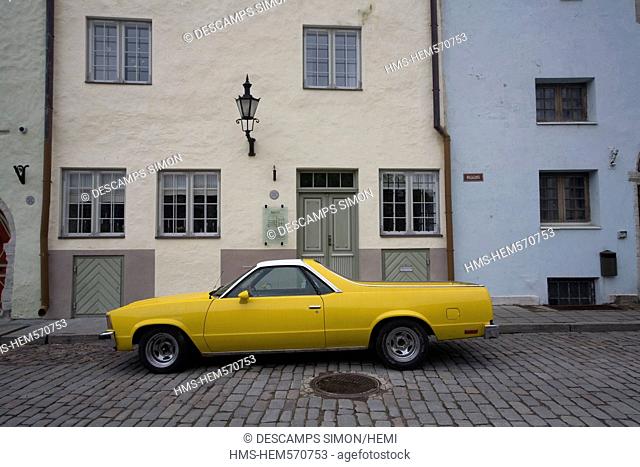 Estonia Baltic States, Harju Region, Tallinn, European Capital of Culture 2011, historical center, listed as World Heritage by UNESCO, sport car in a streetr