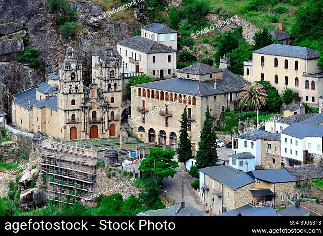 View of the village and shrine of the Virxe das Ermidas in O Bolo council, Ourense, Spain