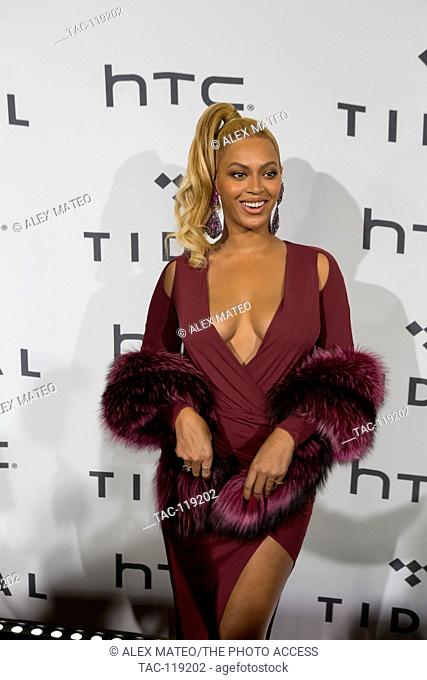 Beyonce arrives at the Barclays Center for to perform at the Tidal X:1020 benefit concert