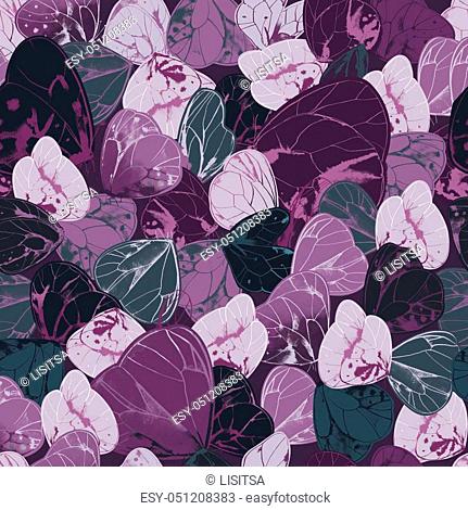 Natural seamless pattern with exotic butterflies or moths with purple and gray wings. Beautiful backdrop with lovely flying insects