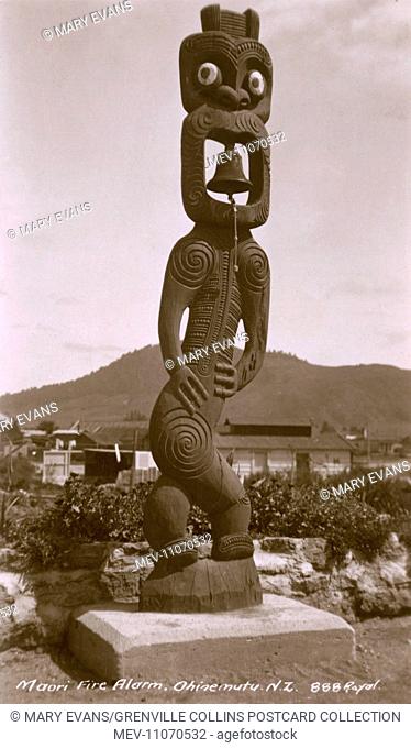 A quite spectacular Maori Mounted bell at the Te Papaiouru Marae, Ohinemutu, Rotorua, New Zealand - made in memory of Tara-hai-ahia