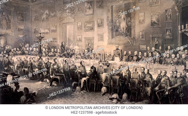 Interior view of Apsley House, Westminster, London, 1853; showing the Duke of Wellington giving the annual banquet for his companions in arms on the anniversary...