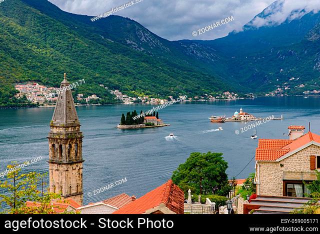 View of the Gulf of Kotor from Perast in Montenegro