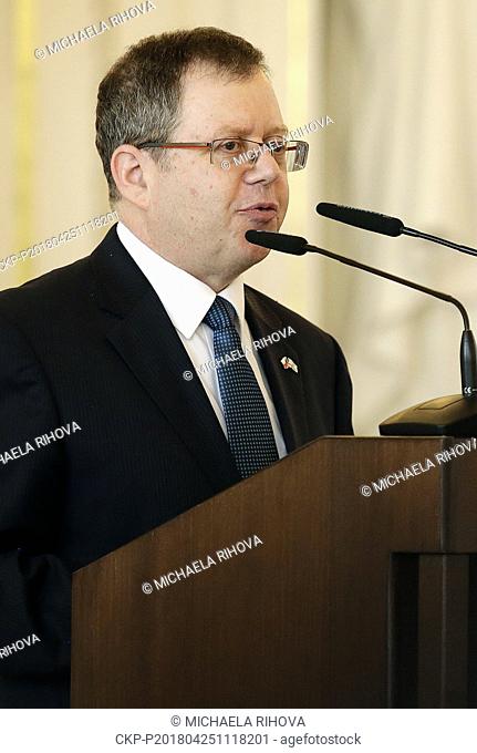 Israeli Ambassador to the Czech Republic Daniel Meron attends the event marking 70 years of State of Israel at Prague Castle, Czech Republic, on Wednesday