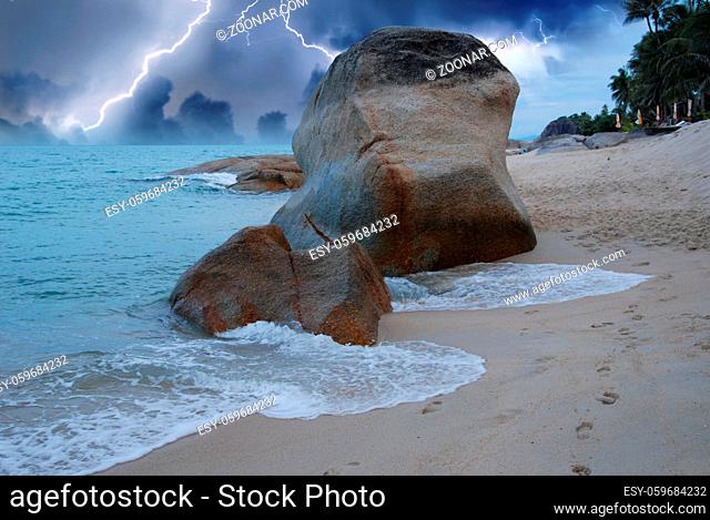 Storm approaching Lamui Beach in Koh-Samui, Thailand
