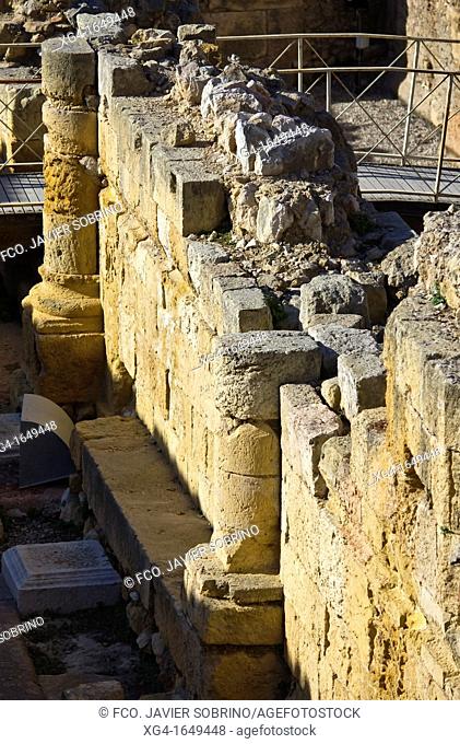 Ruins of the Christian Basilica of Santa Maria del Milagro in the Roman amphitheater in Tarragona - Tarraco - Catalonia - Spain - Europe