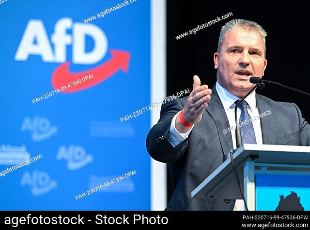 16 July 2022, Baden-Wuerttemberg, Stuttgart: Martin Hess, member of the Bundestag for the Alternative for Germany (AfD) party and candidate for the...