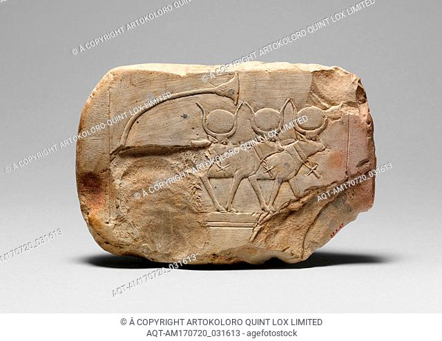 Votive Stela with Three Hathor Cows, New Kingdom, Dynasty 18, ca. 1479â€“1458 B.C., From Egypt, Upper Egypt, Thebes, Deir el-Bahri, Hatshepsut Hole, 1922â€“23