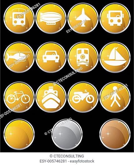 Transportation Buttons - Gold Round