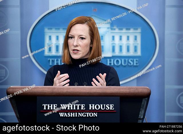 White House Press Secretary Jen Psaki holds a news conference during which she discussed the situation in Ukraine in regards to Russia's buildup of forces along...