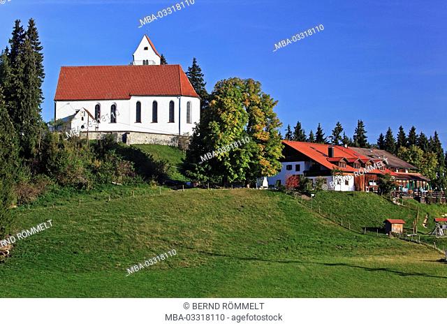 Germany, Bavaria, Allgäu, Ostallgäu district, Königswinkel region, mountain Auer, church