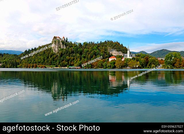 Medieval Bled castle above Lake Bled in Slovenia