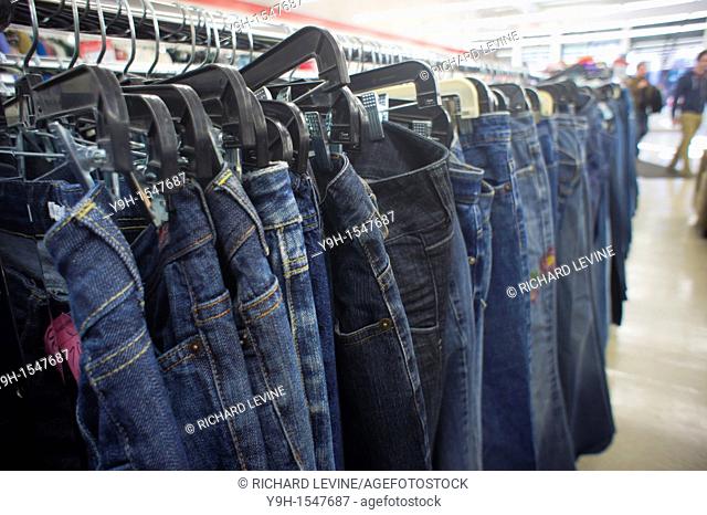 Denim jeans for sale in a thrift store in New York