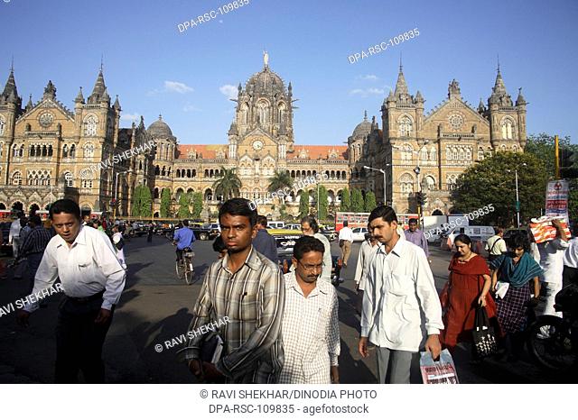 View of Victoria Terminus or  Chatrapati Shivaji railway station ; Mumbai Bombay ; maharashtra ; india