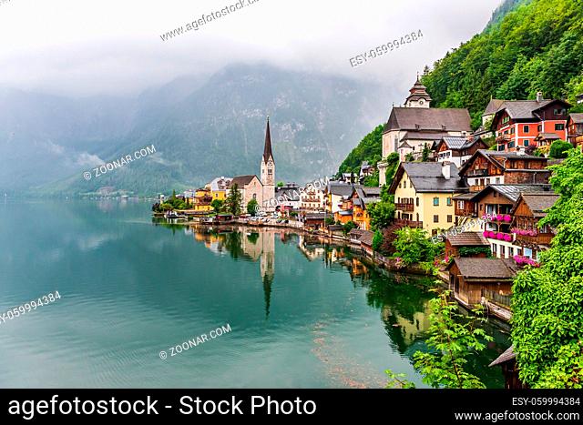 The old town of Hallstatt on the namesake lake, one of the Unesco world heritage sites in Austria