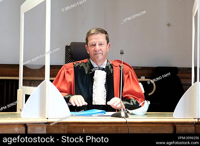 Chairman of the court Olivier Warnon pictured during the jury composition of the assizes trial of Xavier Van Dam, before the Assize Court of Namur province