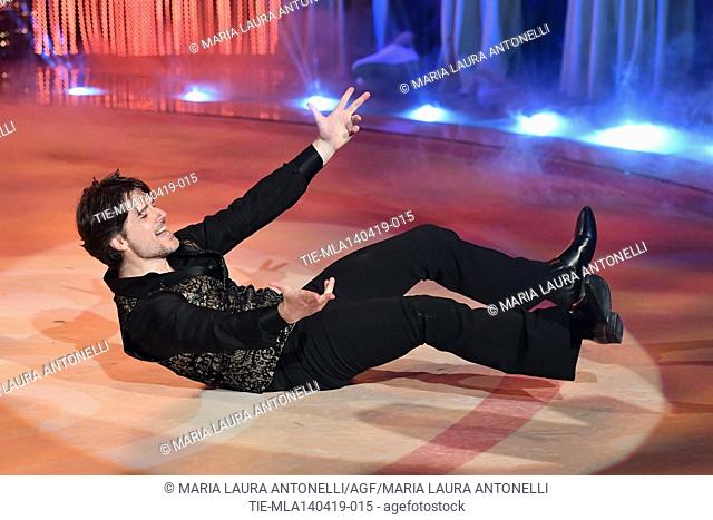 Ettore Bassi during the performance at the talent show ' Ballando con le stelle ' (Dancing with the stars) Rome, ITALY-14-04-2019