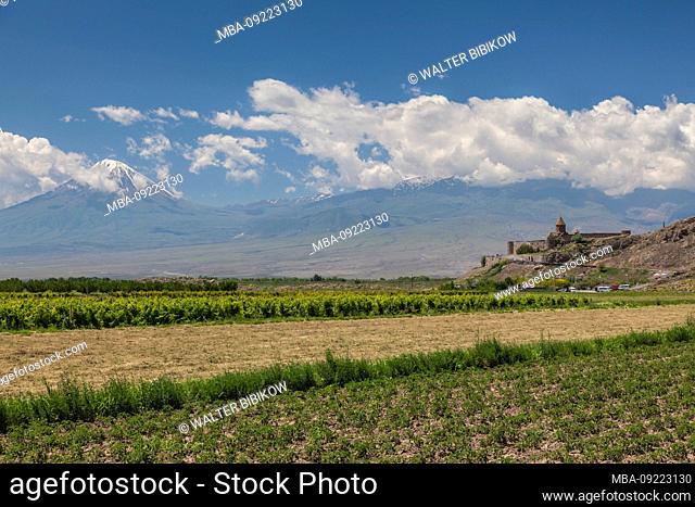 Armenia, Khor Virap, Khor Virap Monastery, 6th century, and Little Mt. Ararat