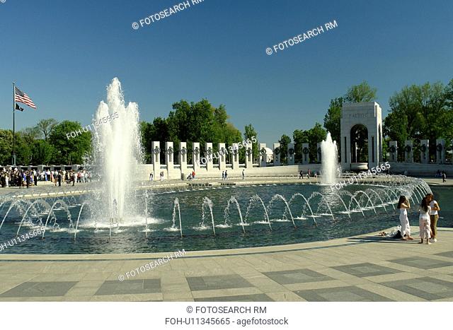 Washington DC, D.C District of Columbia, World War II Memorial, Fountain, National Mall, Memorial Parks, Nation's Capital