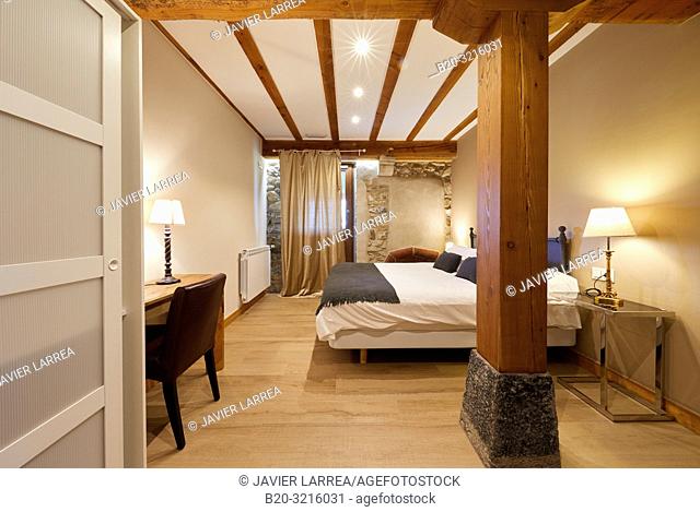 Bedroom, Urain Apartments, Basque farmhouse, Deba, Gipuzkoa, Basque Country, Spain, Europe
