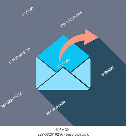 Envelope icon. Flat vector related icon with long shadow for web and mobile applications. It can be used as - logo, pictogram, icon, infographic element
