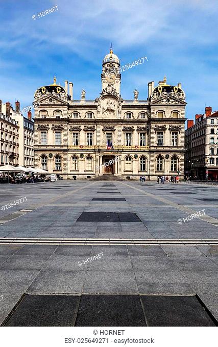 The famous Terreaux square in Lyon city, France