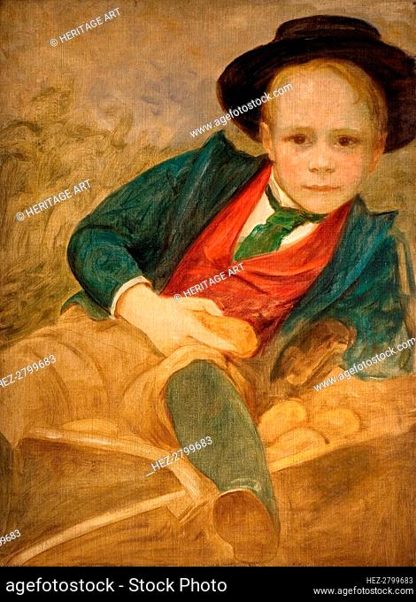 Study For A Boy Sitting On A Wheelbarrow, 1890. Creator: Louisa Starr
