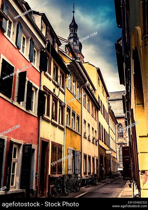 European Backstreet In Medieval Heidelberg, Germany