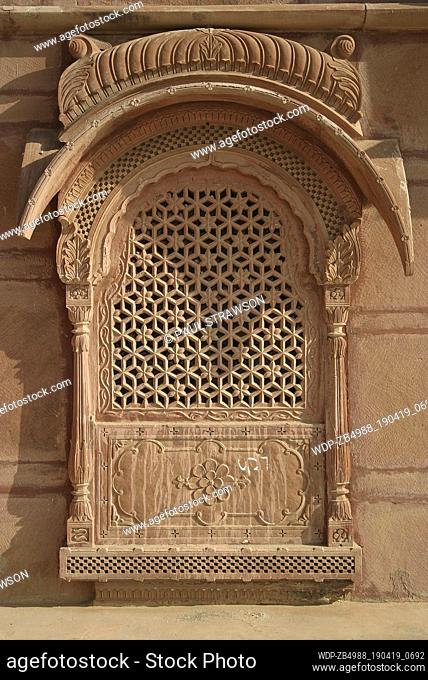 Detail of Laxmi Niwas Palace - exterior carved relief