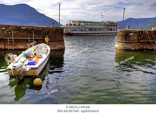 Old port, Brissago, Lago Maggiore, Ticino, Switzerland