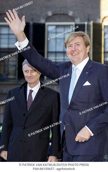King Philippe and Queen Mathilde of Belgium and King Willem-Alexander and Queen Maxima of The Netherlands attend a lunch hosted by the Dutch government at the...