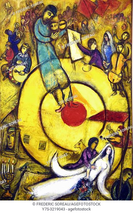 A detail of a triptych: Resistance, Resurrection, Liberation, a painting by Marc Chagall in the Chagall Museum in Nice, South France